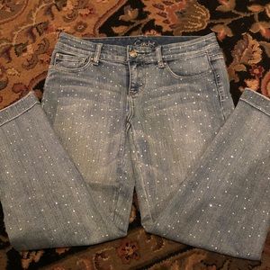 Cache Rhinestone cropped jeans